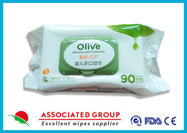 Spunlace Material Baby Wet Wipes Olive Effective & Protective 15 * 20cm Size