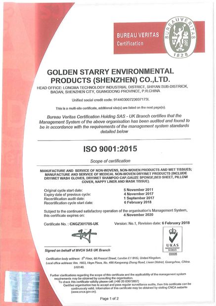 الصين Golden Starry Environmental Products (Shenzhen) Co., Ltd. الشهادات